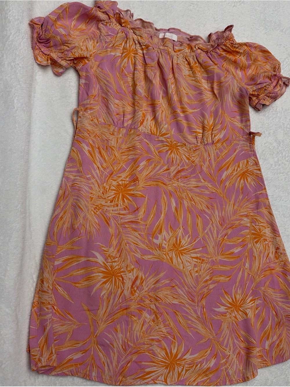 GB girls Pink and Orange Tropical Off-Shoulder Dress